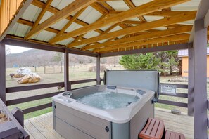 Private Hot Tub | River Access | Outdoor Dining Area | Front/Back Porch