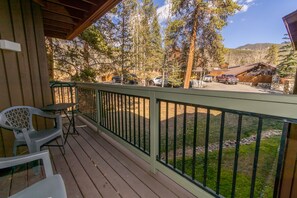 Mountain and treed view from the private deck.
