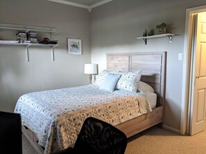 Queen bed with private patio