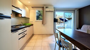 Whip up a tasty meal in the equipped kitchenette.