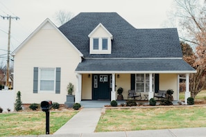 Front of cottage, street view.