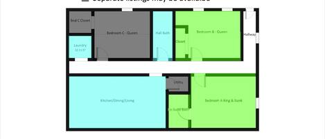 King and Large Queen Rooms Floor Plan