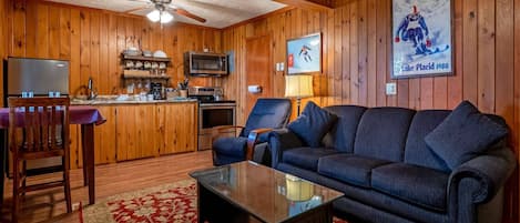 1 bedroom, 1 full bath:  Ski-In/Ski-Out with a wood fireplace.