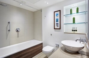 Get ready for your day in the lovely bathroom.