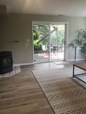 Large cozy living room for you, your private Patio entrance