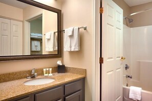 Get ready for your day in the lovely bathroom.