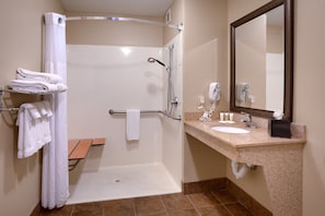 Get ready for your day in the lovely bathroom.