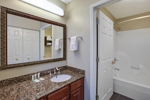 Get ready for your day in the lovely bathroom.