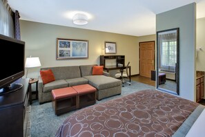 Kick back your feet and relax on the comfortable sofa.