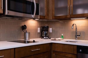 Make a quick snack in the kitchenette.