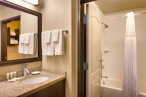 Get ready for your day in the lovely bathroom.