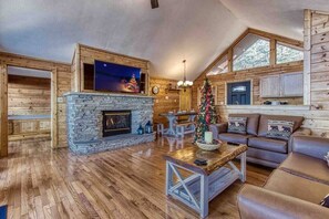 Gas fireplace available October through March with a 65” smart TV.