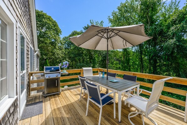 BBQ your favorite meals on the deck at  80 Lienau Dr Chatham Ma - Cape Cod- New England Vacation Rentals