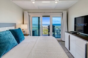 Primary Bedroom with King Bed, TV and Direct Balcony Access
