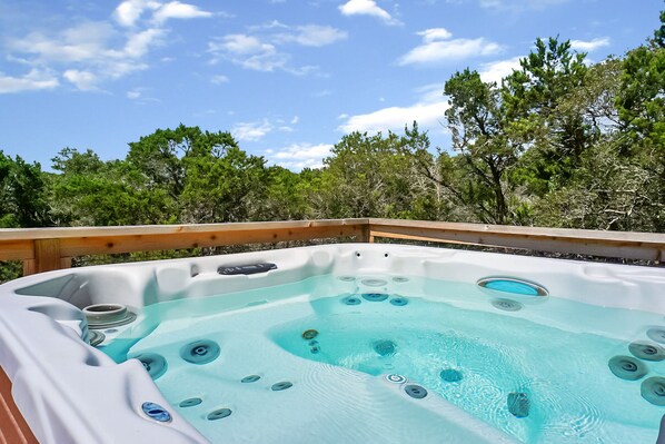 Hot tub on back deck