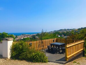 Top decking with fire pit bbq