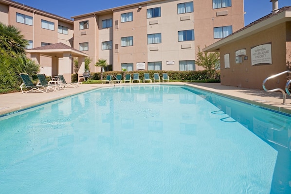 Take a dip in the lovely outdoor pool.