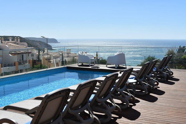 outdoor deck with lounge chairs