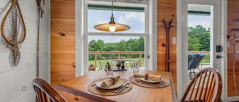 Your dining room and a great view from the deck at the Country Inn.