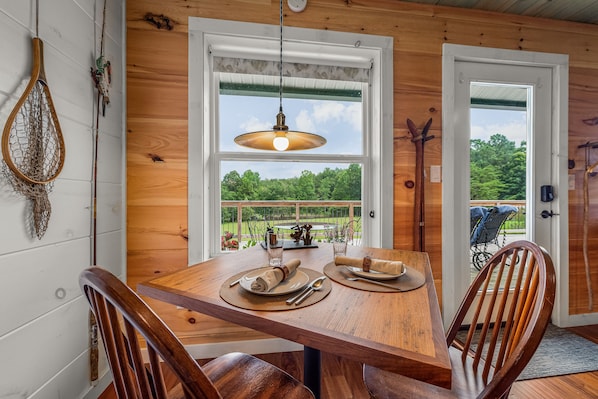 Your dining room and a great view from the deck at the Country Inn.