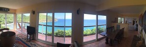 Panoramic view of the ocean from inside