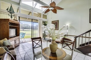Indoors, Ceiling Fan, Furniture, Table, Home Decor