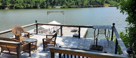 Deck at Lake overlooking Floating Dock