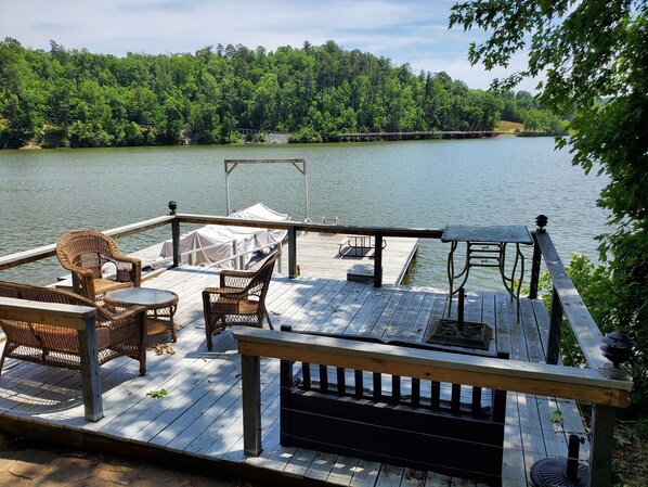 Deck at Lake overlooking Floating Dock