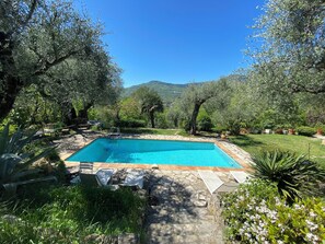 Swimming pool with views over valley