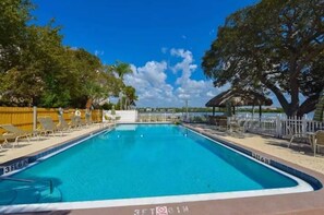 We have a gorgeous pool overlooking the bay. You can swim and watch the boats.