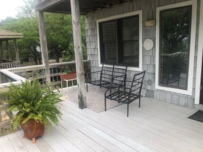 Main deck and seating area.  Looks toward Sound.  (Chairs have cushions!)