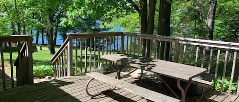 Deck is steps away from the lake