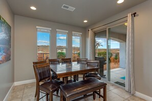 Dining table seats up to eight with a built-in lazy susan and amazing views.