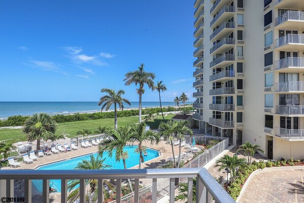 Estero Beach And Tennis Club 206B enjoys a FABULOUS view of the Gulf and overlooks the Pool!