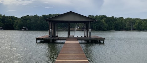 Large dock - One slip included w/ stay
2 Jet ski lifts