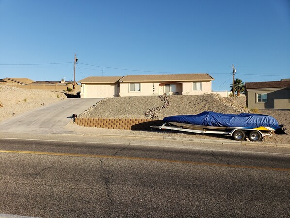 Boat parking at the bottom of the property is 11.5" feet wide by 45' feet long.