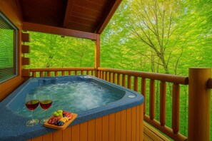 Gorgeous views, soaking hot tub, a glass of wine - what more do you need?