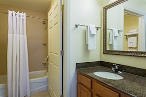 Get ready for your day in the lovely bathroom.