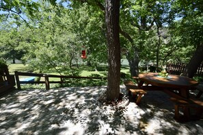Walkway down to grassy area & riverfront