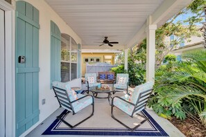 Outdoor Living: Covered front porch, charcoal grill, and a patio for relaxed evenings.