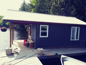Floating Bunkie viewed from dock