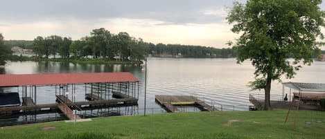 View from the front door. Common area & swim docks