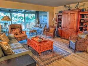 View of the main Living Room and Sunroom.  