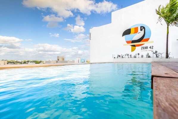 Roof deck pool and terrace with a view!