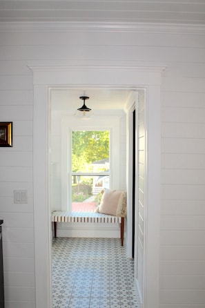 View from kitchen into mudroom.