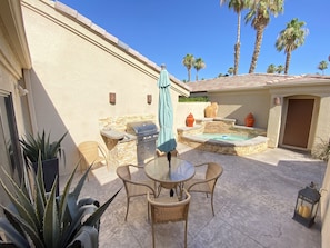 Private patio spa area