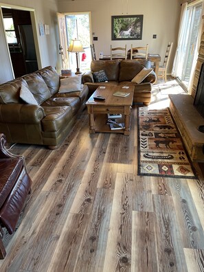 The living room and dining room on first floor