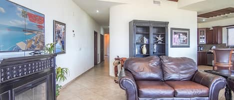 Long hallway brings you to the opulent living room area.