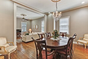 Dining area, in second parlor, connects to living area. It's still its own space