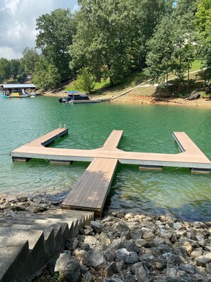 Docks, where 1 boat slip comes with the house rental 